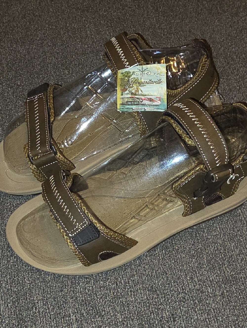 Margaritaville Brown Hook-and-Loop Outdoor Sandals